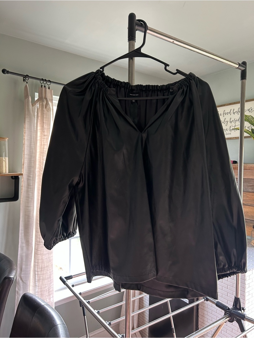 Woven Off-Shoulder Black Womens Top